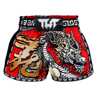 TUFF - Red Chinese Dragon Retro Muay Thai Shorts