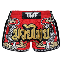 TUFF - Red Double Tiger Retro Muay Thai Shorts