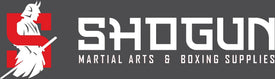 Logo of Shogun Martial Arts & Boxing Supplies with a stylized figure and text on a dark background
