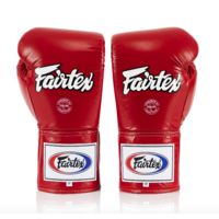 FAIRTEX - Professional Leather/Lace Up Fight Gloves (BGL6) - Red/8oz