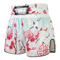 TUFF - 'The Red Crane' High-Cut Retro Muay Thai Shorts - Small