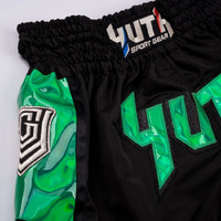 YUTH - Hologram Muay Thai Shorts - Black/Green - Extra Small