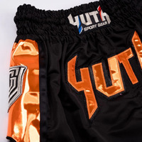 YUTH - Hologram Muay Thai Shorts - Black/Orange - Extra Small