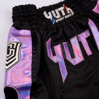YUTH - Hologram Muay Thai Shorts - Black/Purple - Extra Small