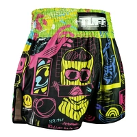 TUFF - 'Neon Graffiti' High-Cut Retro Muay Thai Shorts - Small