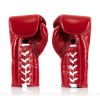 FAIRTEX - Professional Leather/Lace Up Fight Gloves (BGL6) - Red/12oz