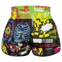 TUFF - 'Neon Graffiti' High-Cut Retro Muay Thai Shorts - Small