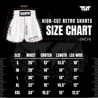 TUFF - 'The Red Crane' High-Cut Retro Muay Thai Shorts - Small