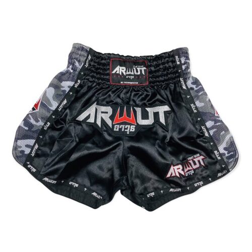 ARWUT - Camo Edition Muay Thai Shorts - Black/Green - Extra Extra Small