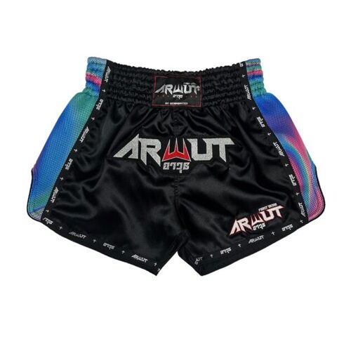 ARWUT - 'Illusion' Muay Thai Shorts - Black/Blue - Extra Extra Small