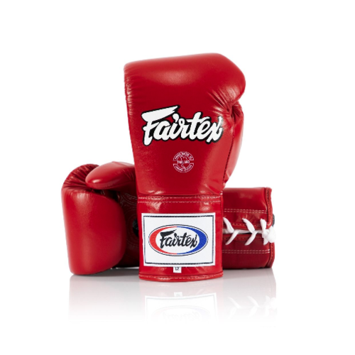 FAIRTEX Professional Leather/Lace Up Fight Gloves (BGL6) - Red/12oz