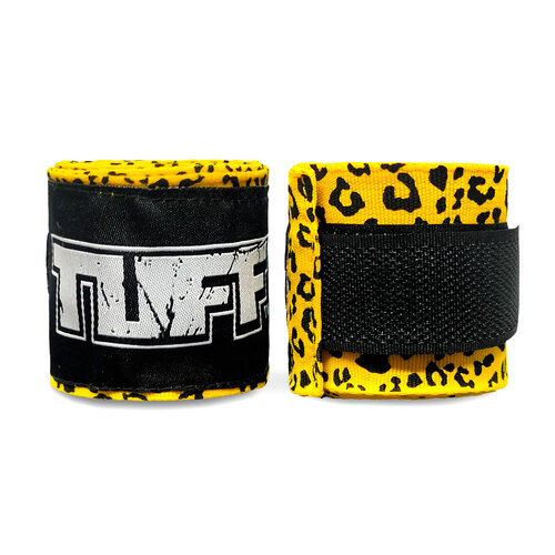 TUFF - Elasticised Nylon Hand Wraps - Yellow Cheetah