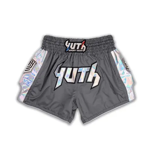 YUTH - Hologram Muay Thai Shorts - Grey/Silver - Extra Small