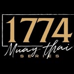 Logo with '1774 Muay Thai' text in gold and black on a white background