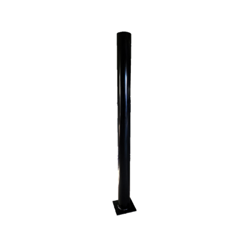 Black metal pipe on a white background
