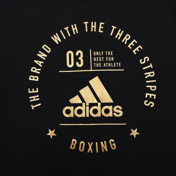 Adidas boxing logo with text on a black background