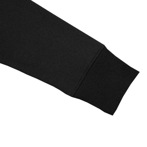 Close-up of a black sleeve on a white background