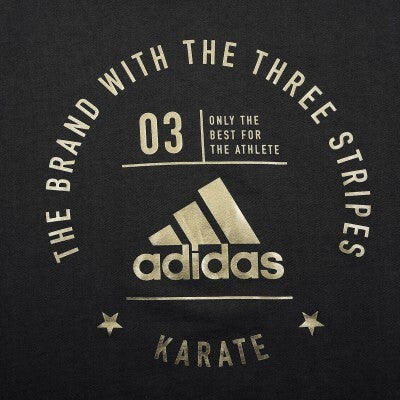 Adidas logo with text on a black background