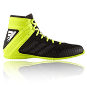 Black and yellow Adidas boxing shoe on a white background