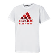 White t-shirt with Adidas Taekwondo logo on a white background