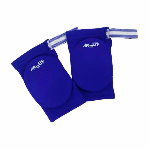Pair of blue elbow pads with Armit logo on a white background