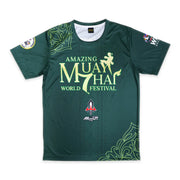Green t-shirt with 'Amazing Muay Thai World Festival' text and logos on a white background