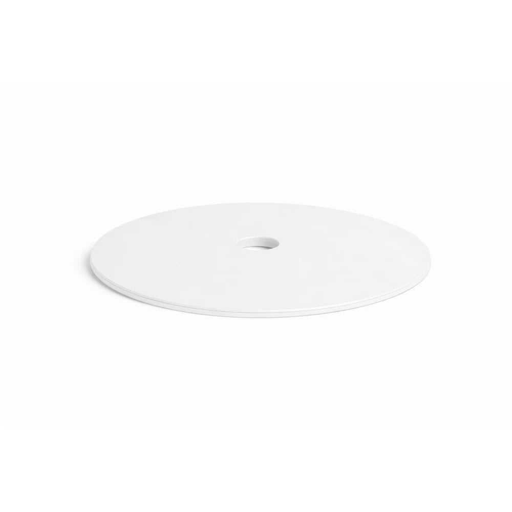 White circular object on a white background