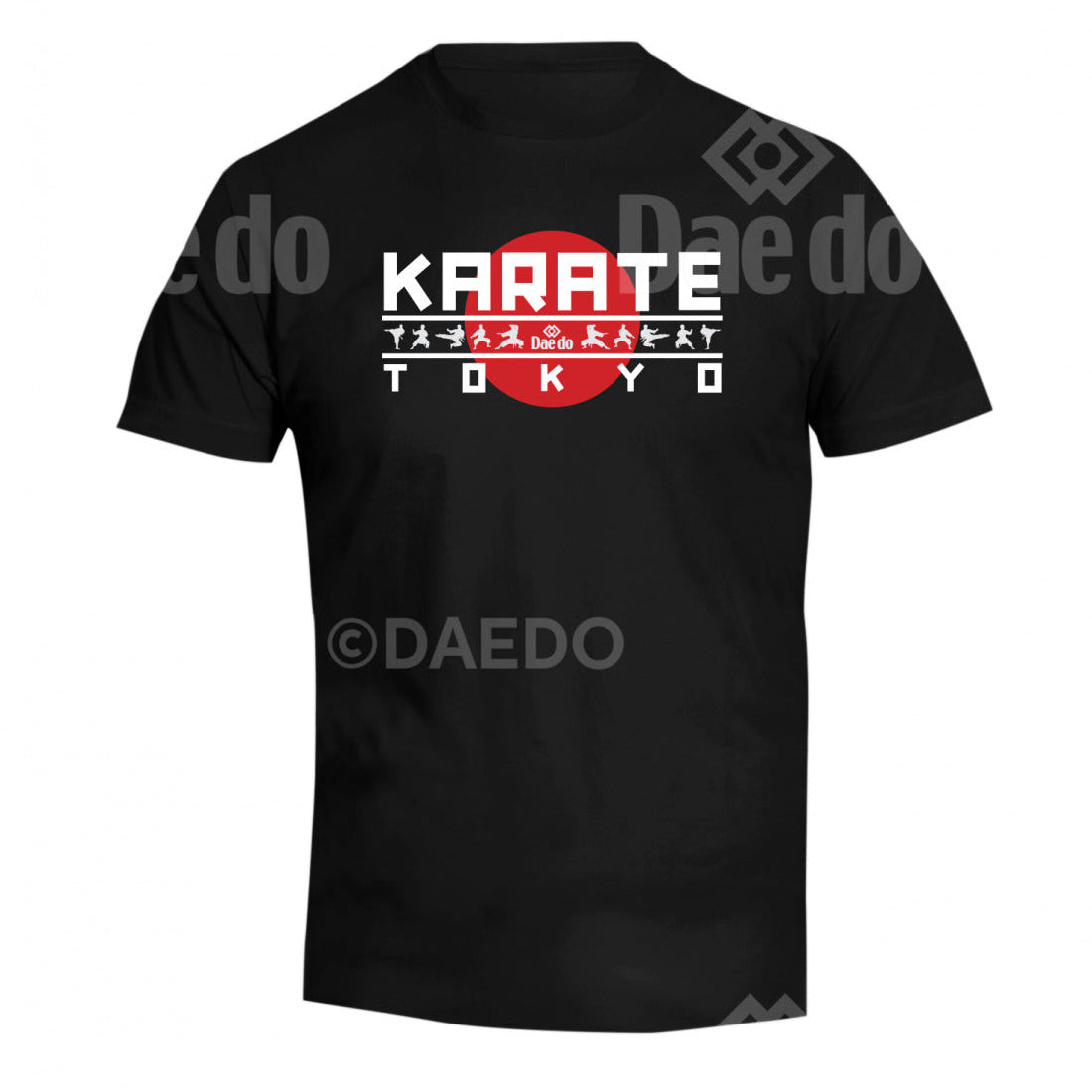 Black t-shirt with 'Karate Tokyo' design on a white background