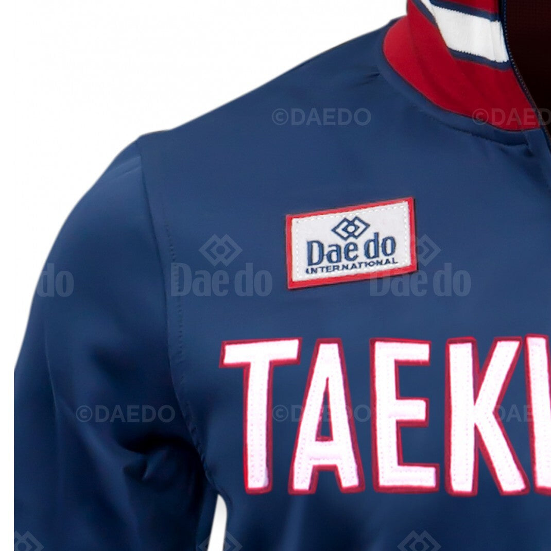 Navy blue jacket with 'Daedo' logo and 'TAEKWONDO' text on a white background