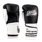 Black and white boxing gloves with 'Danger' branding on a white background
