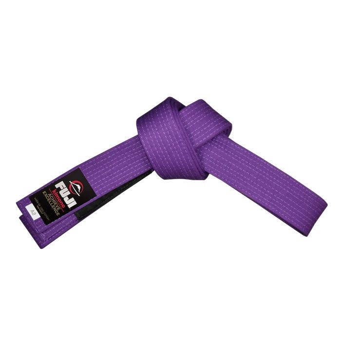 Purple martial arts belt with a Fuji brand label on a white background