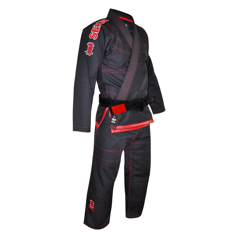 Black and red Fuji martial arts uniform on a white background