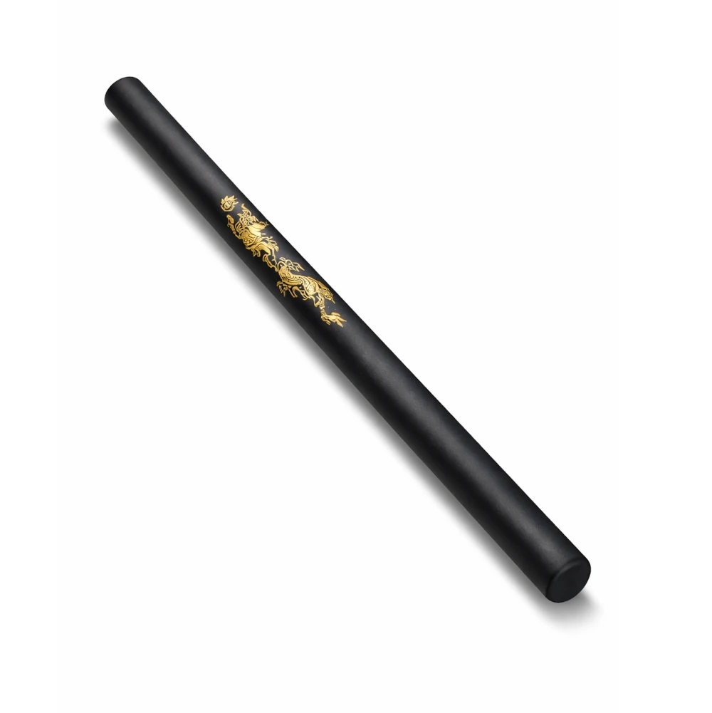Black foam baton with gold decorative elements on a white background