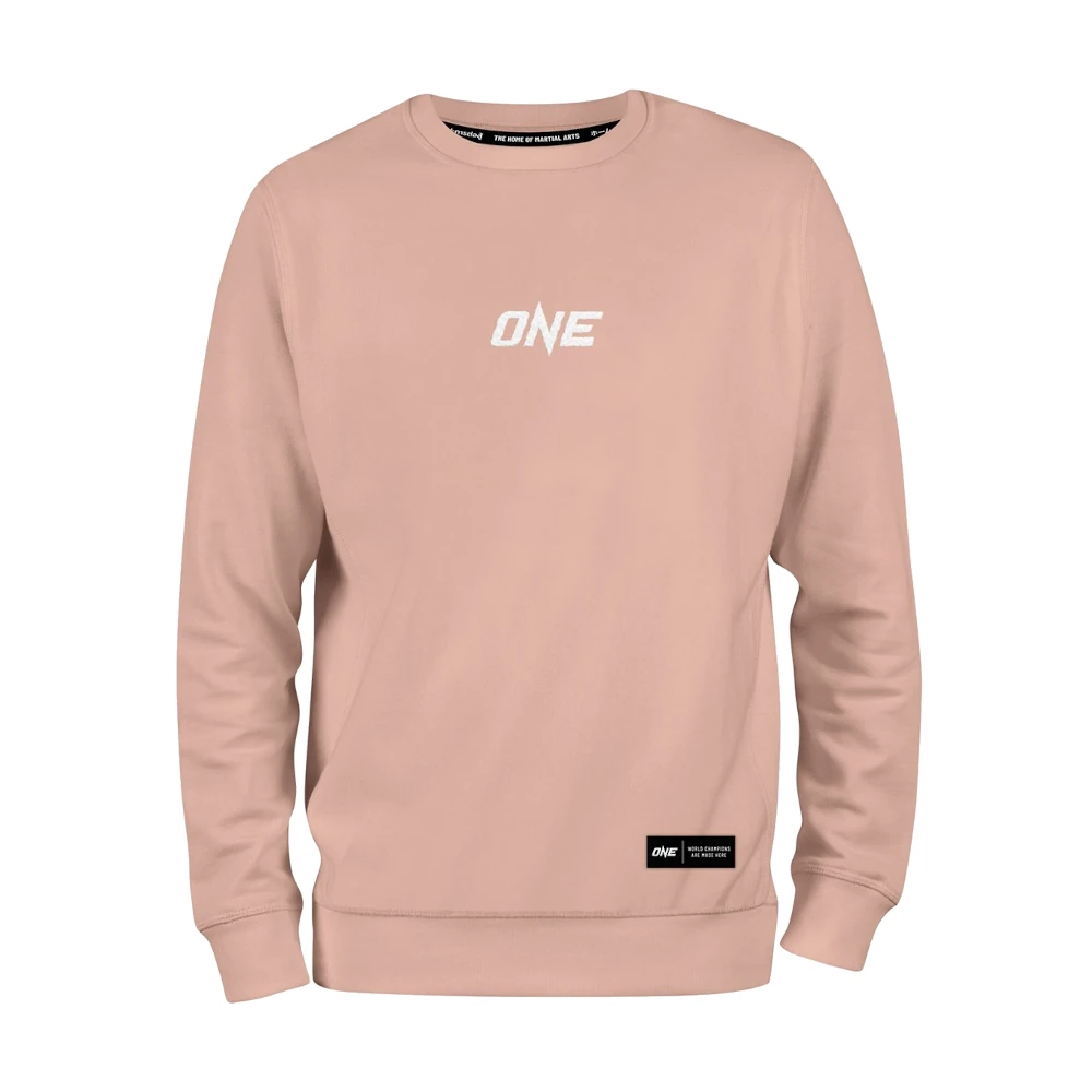 Pink sweatshirt with 'ONE' logo on a white background