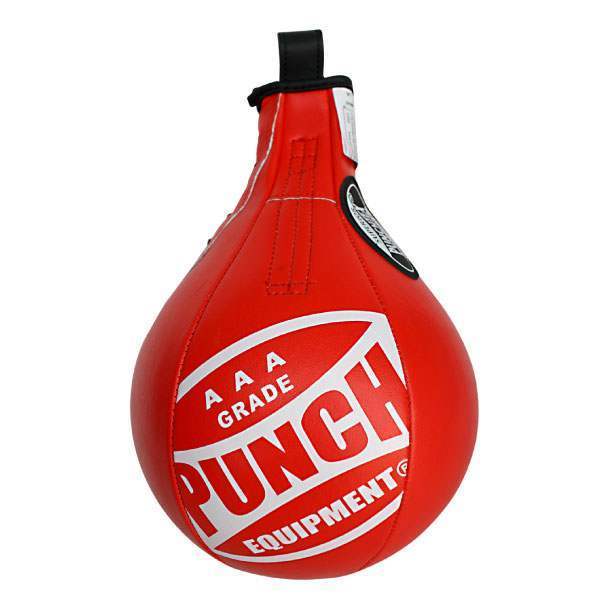 Red boxing speed bag with 'Punch' branding on a white background