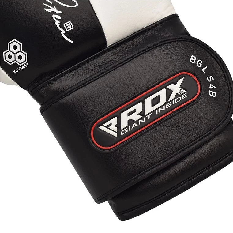 Black boxing glove with RDX logo on a white background