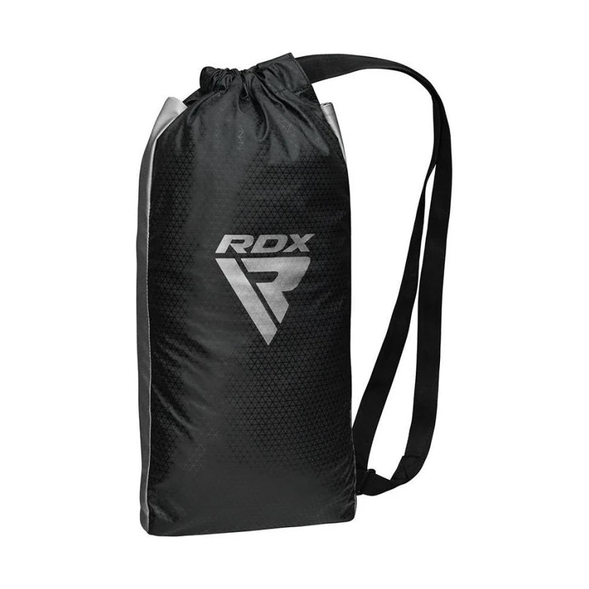 Black drawstring bag with RDX logo on a white background
