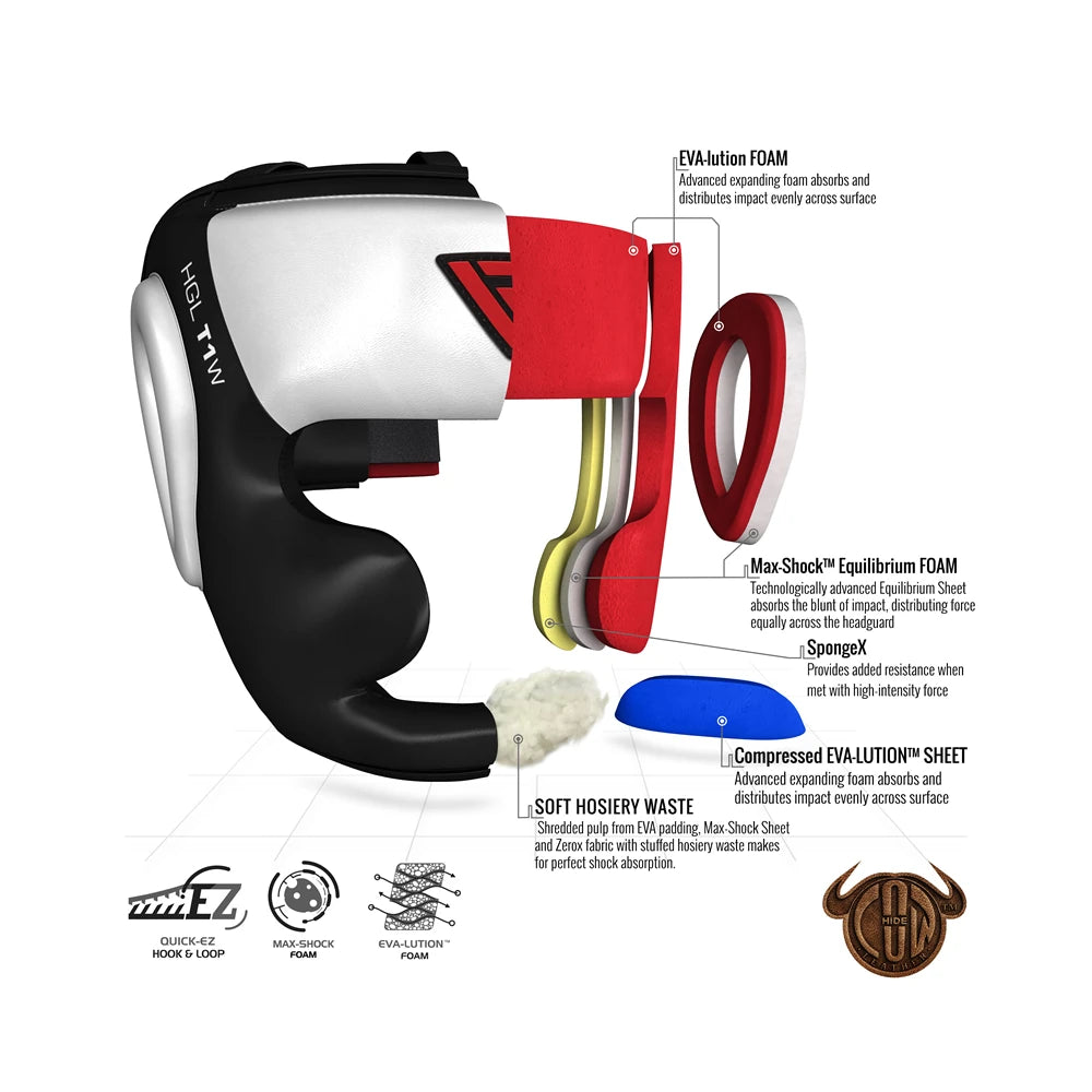 Technical diagram of a boxing headgear with labeled components on a white background