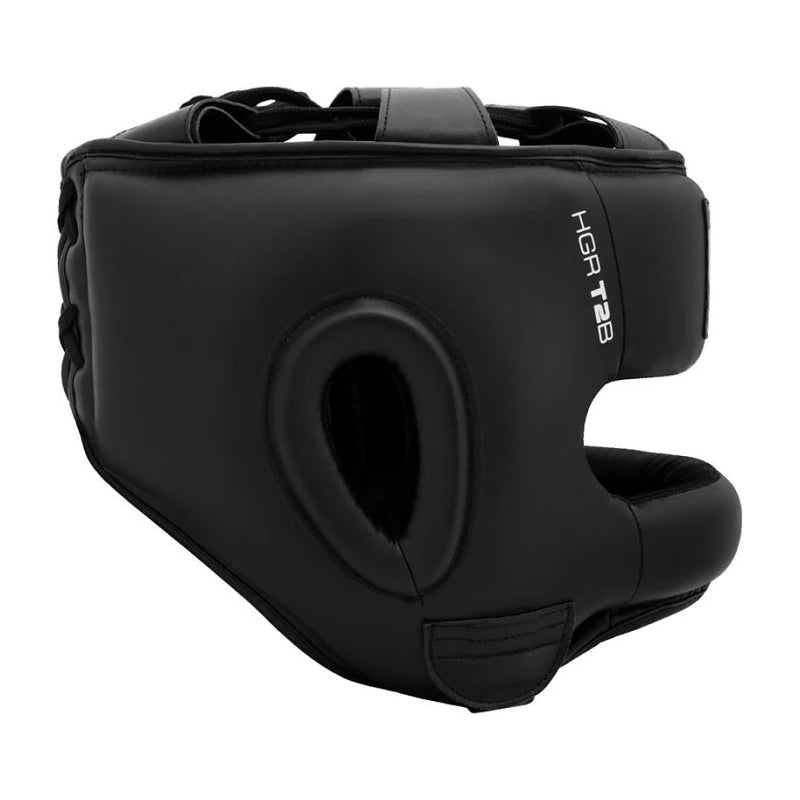 Black boxing headgear with 'HGR' branding on a white background
