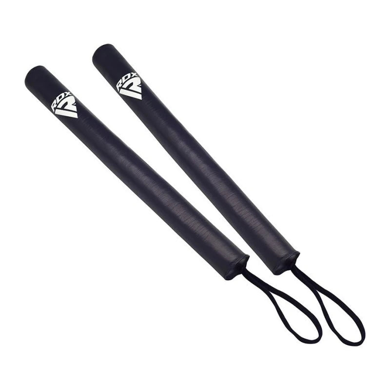 Blue RDX boxing sticks with a brand logo on a white background