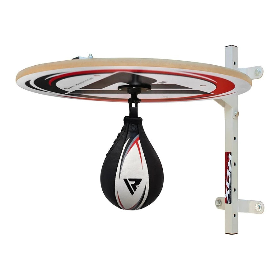 RDX Speed bag with wooden top and white background