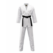 White SMAI martial arts uniform with a black belt on a white background