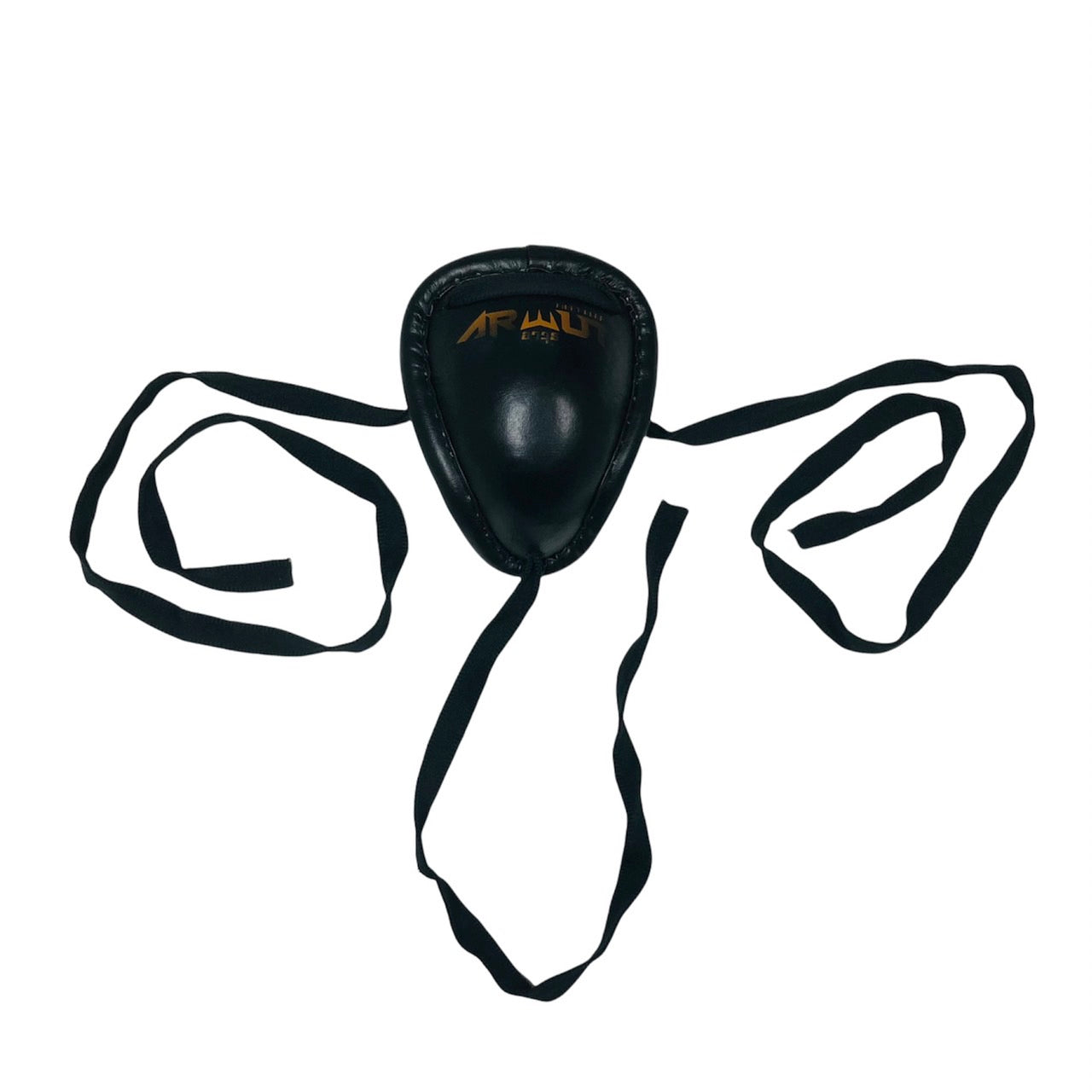 Black athletic steel cup with straps on a white background