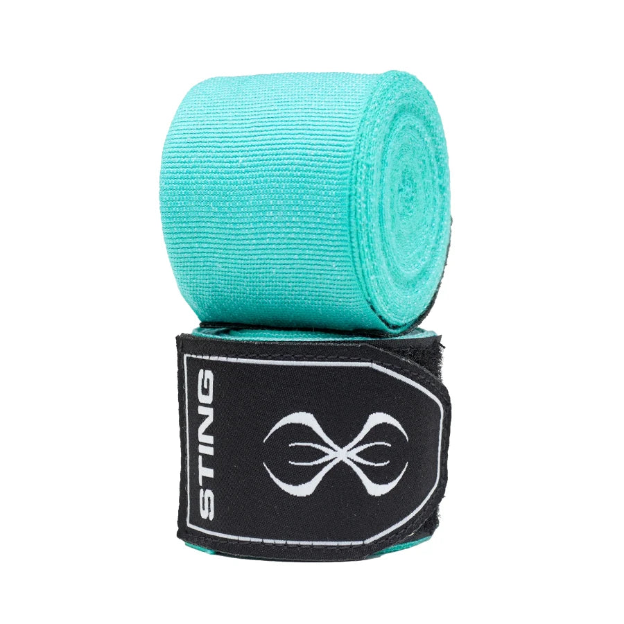 Sting boxing hand wraps in teal on a white background