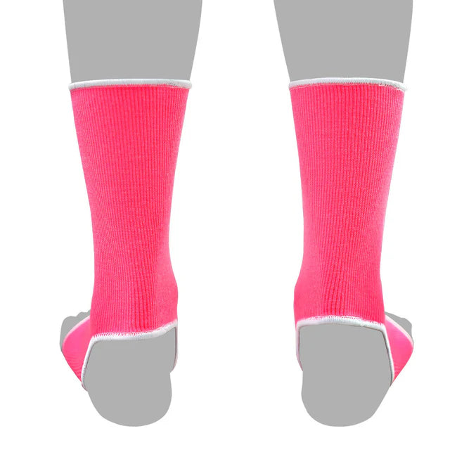 Pink ankle guards on a white background