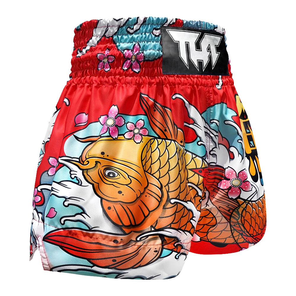 chinese boxer fish TUFF Red Japanese Koi Fish Thai Boxing Shorts