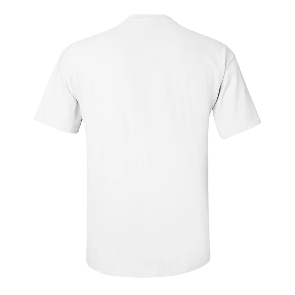 Back of a white t-shirt on a white background