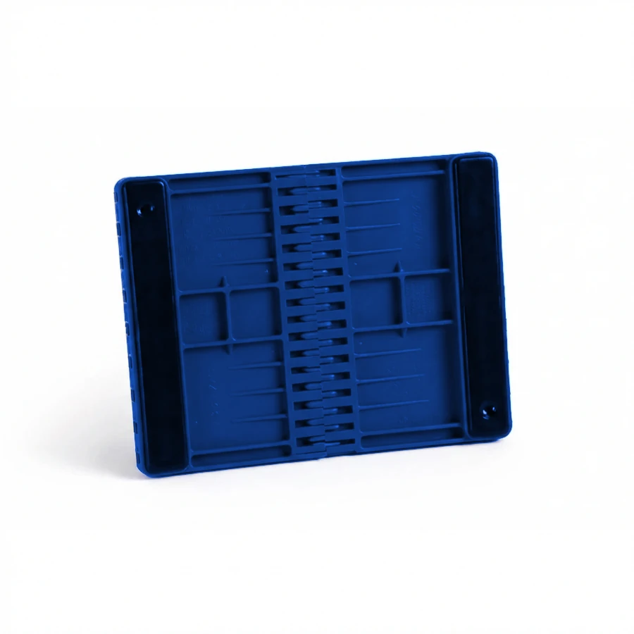Blue plastic breaking board with padding on a white background
