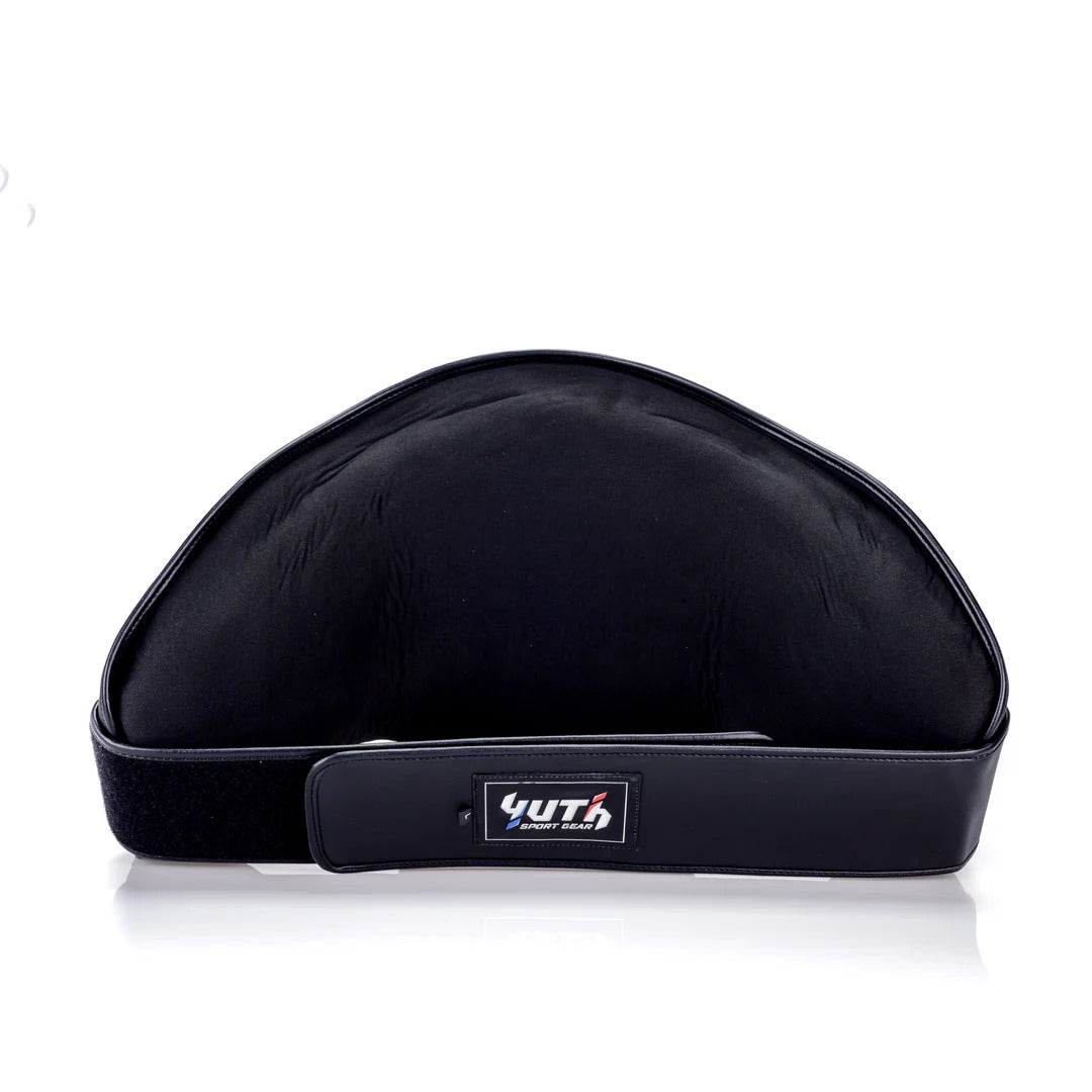 Black YUTH Sport Gear belly pad belt on a white background