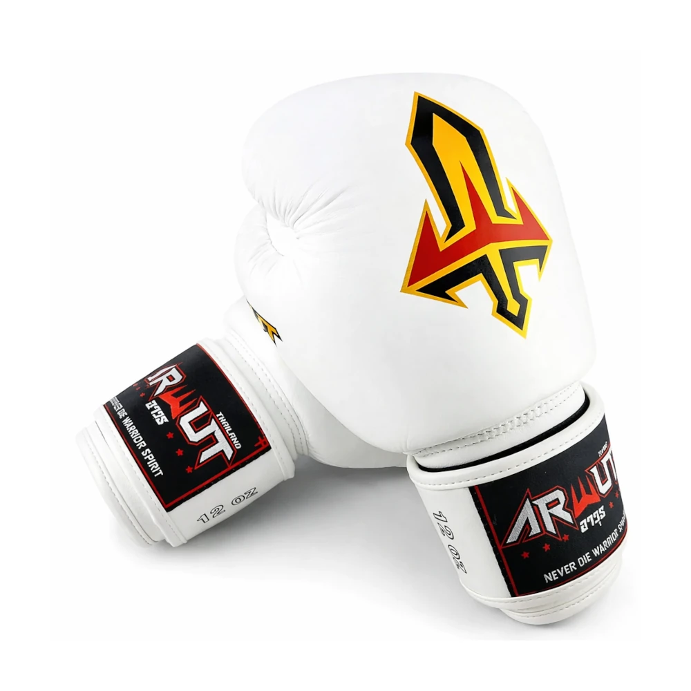 White boxing gloves with a prominent Arwut logo on a white background